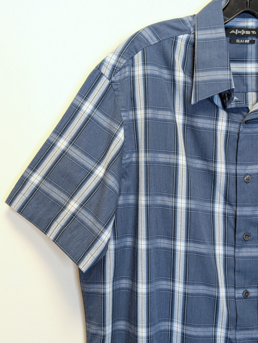 Axist Slim Fit Plaid Button Down Shirt XL Blue Short Sleeve Casual NWT - Picture 2 of 10